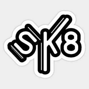 SK8 Vintage Modern Design Front and Back Printed Sticker